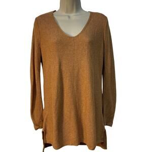 Old Navy Long Sleeve V-Neck Knit Top with Slits on the Sides Color Brown Size M